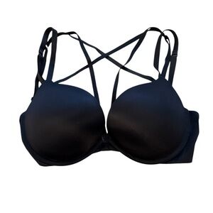 Victoria’s Secret very sexy black push-up strappy pentagram bra 32DD
